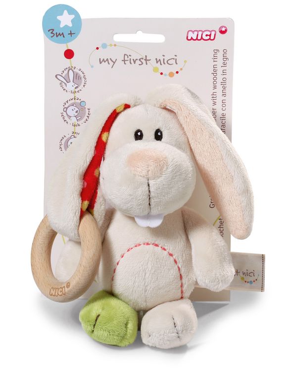 Produktbild: Greifling Hase Tilli 15cm mit Holzring