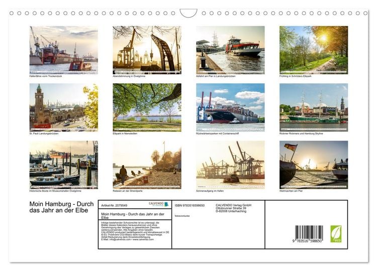 Produktbild: Moin Hamburg - Durch das Jahr an der Elbe (Wandkalender 2026 DIN A3 quer), CALVENDO Monatskalender