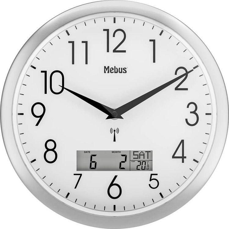 Produktbild: Mebus 19422 Funk Wanduhr 30cm x 30mm Silber