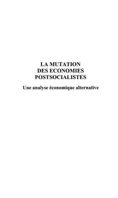 Produktbild: Mutation des economies postsocialistes