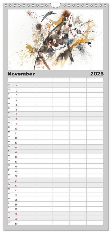Produktbild: Familienplaner 2026 - Abstrakte Aquarelle mit 5 Spalten (Wandkalender, 21 x 45 cm) CALVENDO
