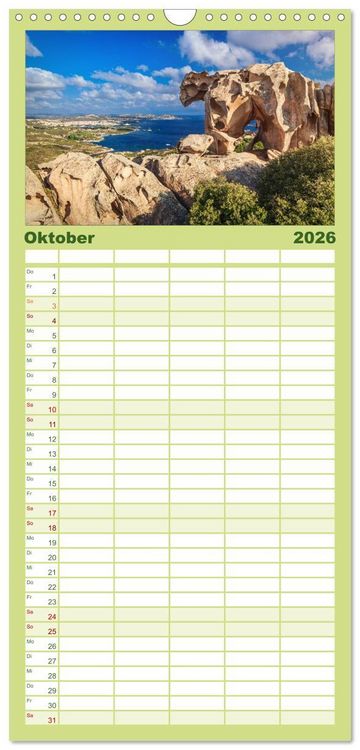 Produktbild: Familienplaner 2026 - Sardinien - Traumstr&auml;nde am Mittelmeer mit 5 Spalten (Wandkalender, 21 x 45 cm) CALVENDO