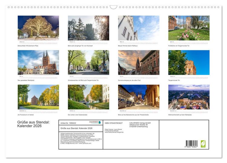 Produktbild: Gr&uuml;&szlig;e aus Stendal: Kalender 2026 (Wandkalender 2026 DIN A2 quer), CALVENDO Monatskalender