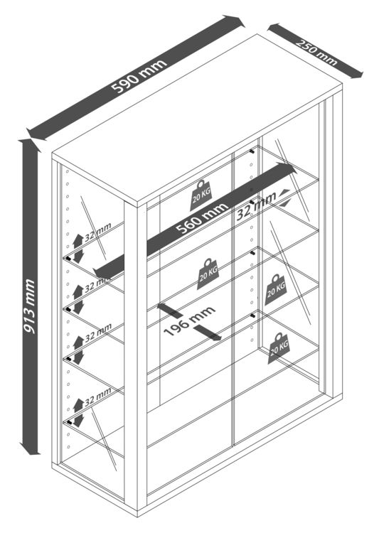 Produktbild: Wandvitrine H&auml;ngevitrine Glasvitrine Glas Udina L