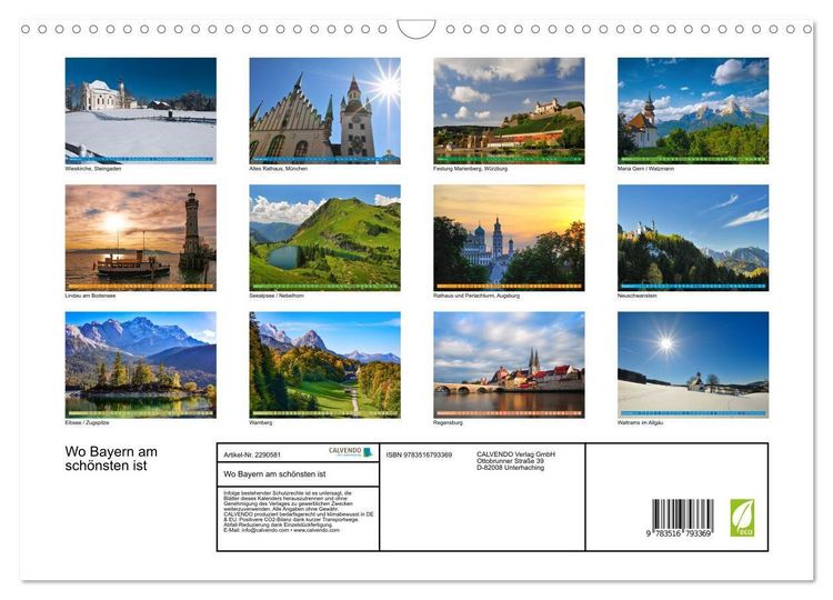 Produktbild: Wo Bayern am sch&ouml;nsten ist (Wandkalender 2027 DIN A3 quer), CALVENDO Monatskalender