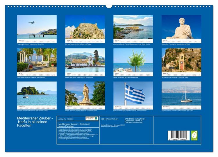 Produktbild: Mediterraner Zauber - Korfu in all seinen Facetten (hochwertiger Premium Wandkalender 2026 DIN A2 quer), Kunstdruck in Hochglanz