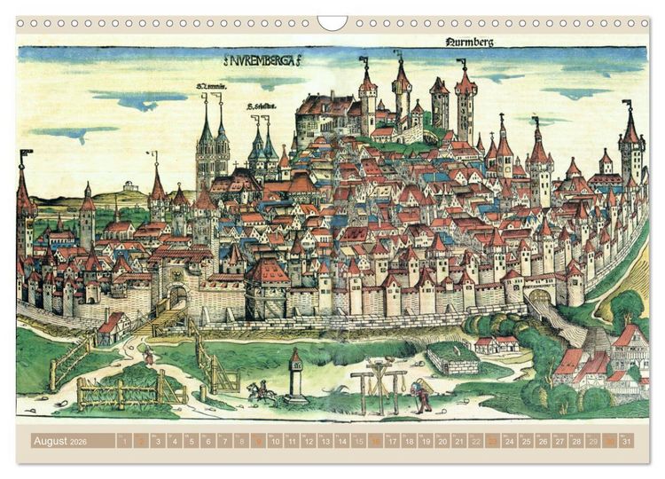 Produktbild: St&auml;dte mit Geschichte: Historische Zeichnungen, Stiche, Drucke (Wandkalender 2026 DIN A3 quer), CALVENDO Monatskalender