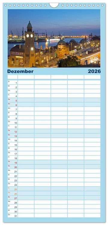 Produktbild: Familienplaner 2026 - Hamburg mit 5 Spalten (Wandkalender, 21 x 45 cm) CALVENDO