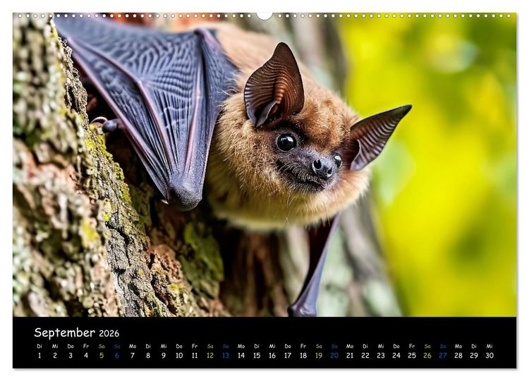 Produktbild: Flederm&auml;use - kleine Vampire (hochwertiger Premium Wandkalender 2026 DIN A2 quer), Kunstdruck in Hochglanz