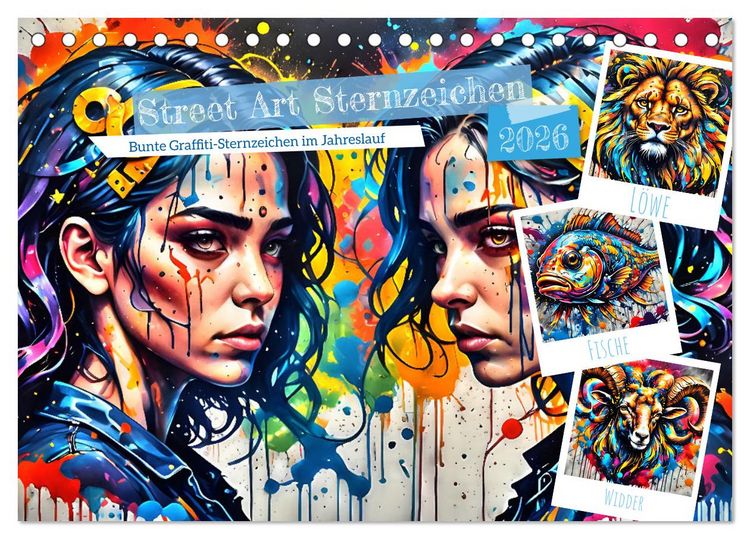 Produktbild: Street Art Sternzeichen (Tischkalender 2026 DIN A5 quer), CALVENDO Monatskalender