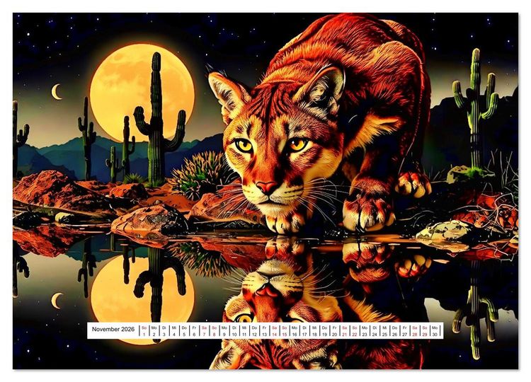 Produktbild: Fantasievolle K&ouml;nige der Wildnis (hochwertiger Premium Wandkalender 2026 DIN A2 quer), Kunstdruck in Hochglanz