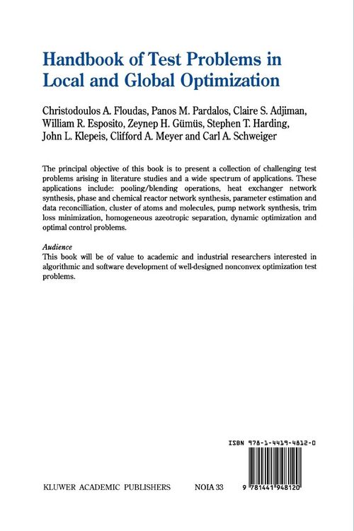 Produktbild: Handbook of Test Problems in Local and Global Optimization