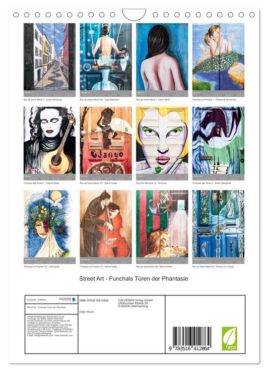 Produktbild: Street Art - Funchals T&uuml;ren der Phantasie (Wandkalender 2026 DIN A4 hoch), CALVENDO Monatskalender