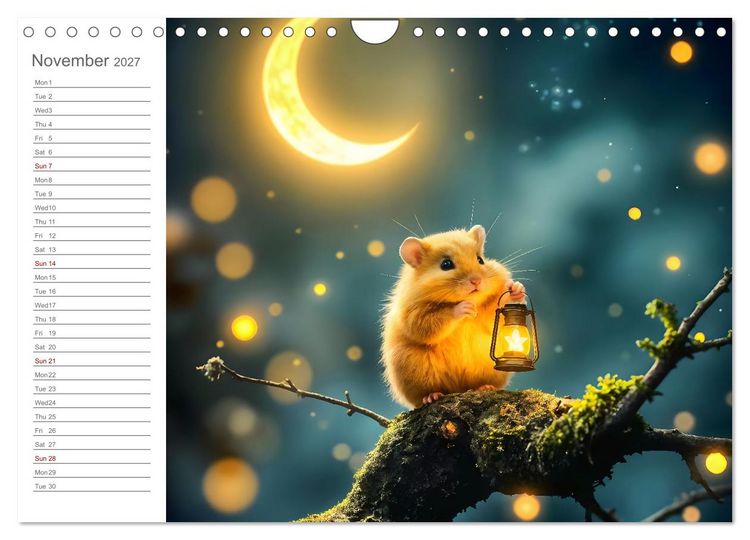 Produktbild: Hamster's Bedtime Calendar - Twelve magical dream worlds (Wall Calendar 2027 DIN A4 landscape), CALVENDO 12 Month Wall Calendar