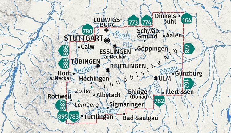 Produktbild: KOMPASS Wanderkarten-Set 767 Schw&auml;bische Alb (4 Karten) 1:50.000