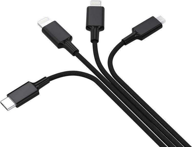 Produktbild: Smrter USB-Ladekabel USB-A Stecker, USB-C&reg; Stecker, Apple Lightning Stecker, Apple Lightning Stecker, USB-Micro-B Stecker 1.20m