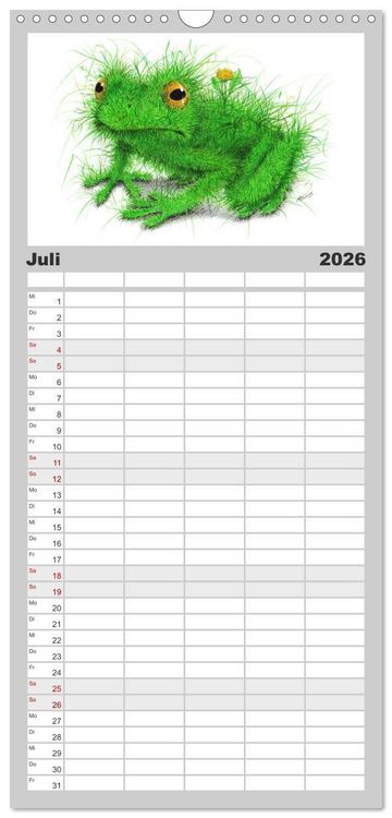 Produktbild: Familienplaner 2026 - TIERONISCH mit 5 Spalten (Wandkalender, 21 x 45 cm) CALVENDO