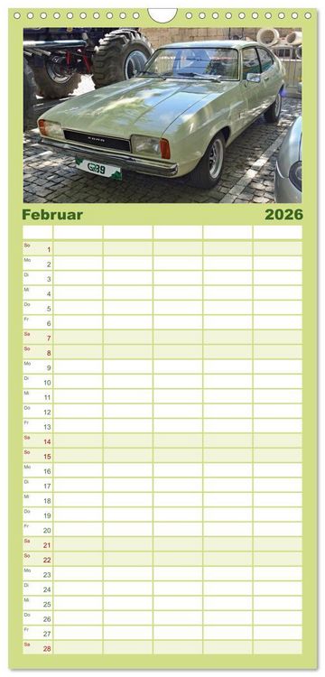 Produktbild: Familienplaner 2026 - Automobile Tr&auml;ume der 70er mit 5 Spalten (Wandkalender, 21 x 45 cm) CALVENDO