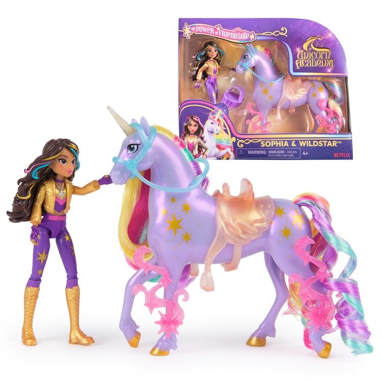 Produktbild: Unicorn Academy - Sophia und Einhorn Wildstar Set, 12 cm Figuren zur Netflix Serie mit Sattel, M&auml;hnen- und Schweifb&uuml;rste & Zubeh&ouml;r, ab 4 J.