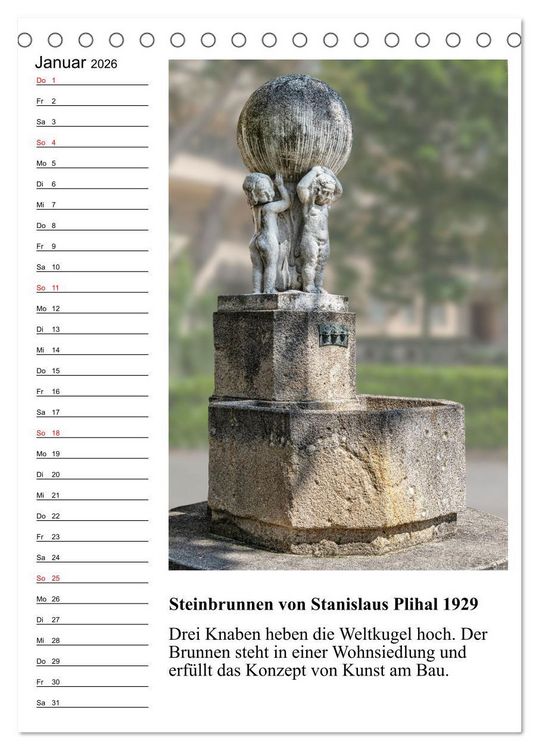 Produktbild: Brunnenkunst in Wien (Tischkalender 2026 DIN A5 hoch), CALVENDO Monatskalender