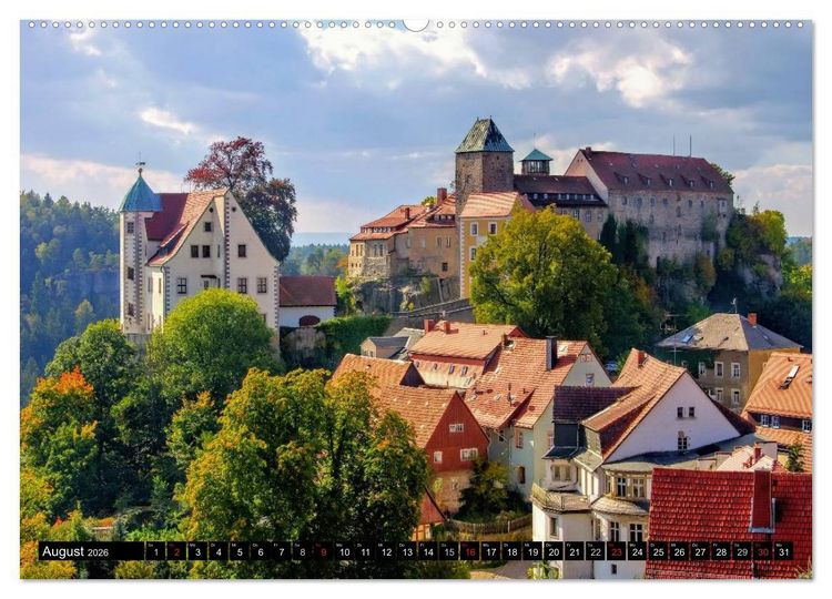 Produktbild: Schl&ouml;sser und Burgen in Sachsen (Wandkalender 2026 DIN A2 quer), CALVENDO Monatskalender