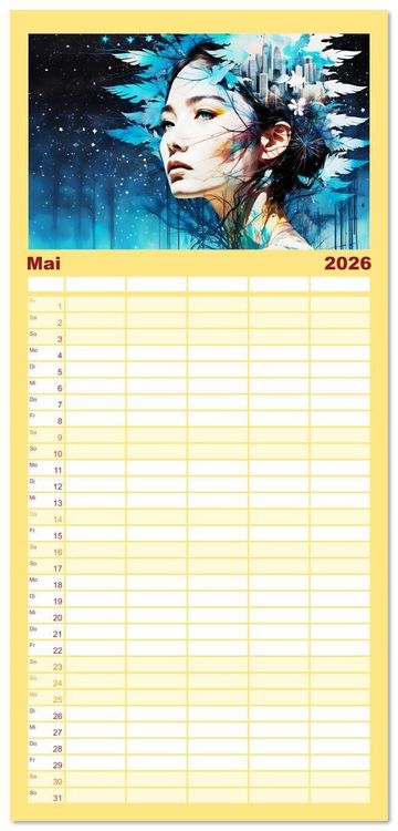 Produktbild: Familienplaner 2026 - Wilde Ladys mit 5 Spalten (Wandkalender, 21 x 45 cm) CALVENDO
