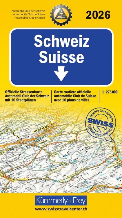 Produktbild: K&uuml;mmerly+Frey Strassenkarte ACS Schweiz 2026 1:275.000