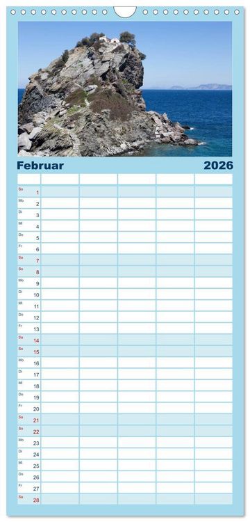 Produktbild: Familienplaner 2026 - Al&oacute;nnisos, Ski&aacute;thos, Sk&oacute;pelos mit 5 Spalten (Wandkalender, 21 x 45 cm) CALVENDO