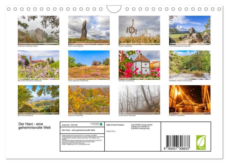 Produktbild: Der Harz - eine geheimnisvolle Welt (Wandkalender 2026 DIN A4 quer), CALVENDO Monatskalender