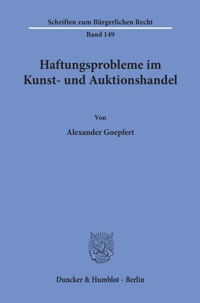 Produktbild: Haftungsprobleme im Kunst- und Auktionshandel.