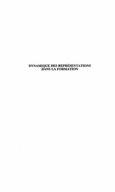 Produktbild: Dynamique des representations dans la formation