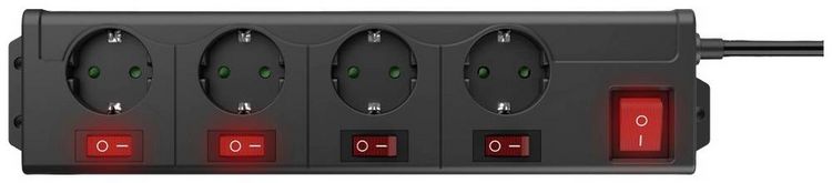 Produktbild: Hama 00223122 Steckdosenleiste mit Schalter Schwarz Schutzkontakt 1St.