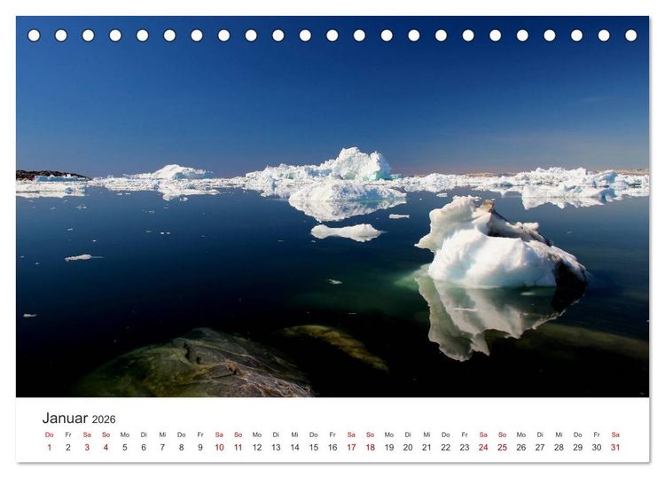 Produktbild: Gr&ouml;nland Bizarre Eiswelt um Ilulissat (Tischkalender 2026 DIN A5 quer), CALVENDO Monatskalender