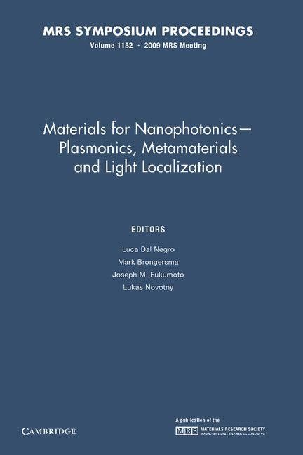 Produktbild: Materials for Nanophotonics Plasmonics, Metamaterials and Light Localization