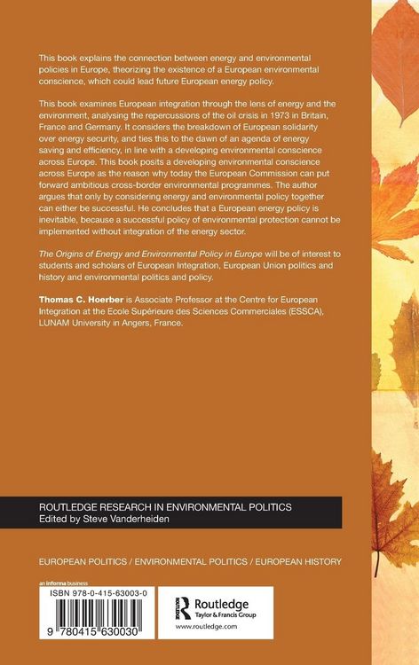 Produktbild: The Origins of Energy and Environmental Policy in Europe
