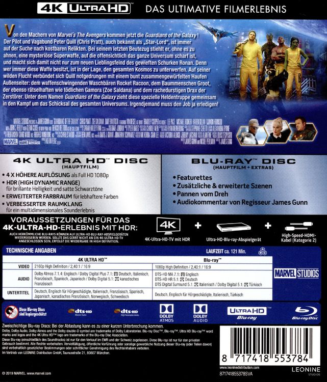 Produktbild: Guardians of the Galaxy (4K Ultra HD) (+ Blu-ray 2D)