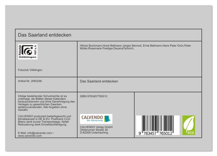 Produktbild: Das Saarland entdecken (Tischkalender 2026 DIN A5 quer), CALVENDO Monatskalender