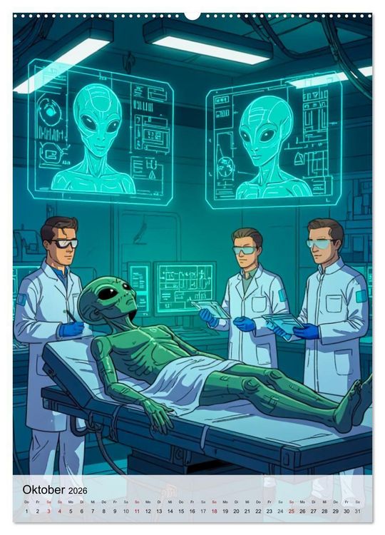 Produktbild: Wir sind nicht allein - UFO-Mythen (hochwertiger Premium Wandkalender 2026 DIN A2 hoch), Kunstdruck in Hochglanz