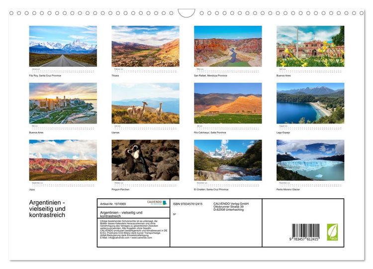 Produktbild: Argentinien - vielseitig und kontrastreich (Wandkalender 2026 DIN A3 quer), CALVENDO Monatskalender