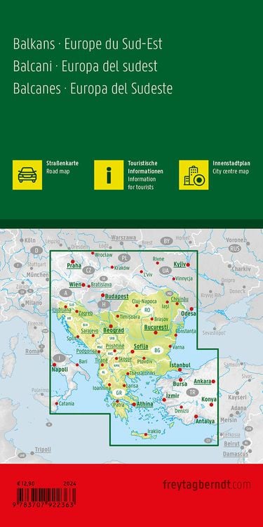 Balkan - Südosteuropa, Straßenkarte 1:2.000.000, freytag & berndt