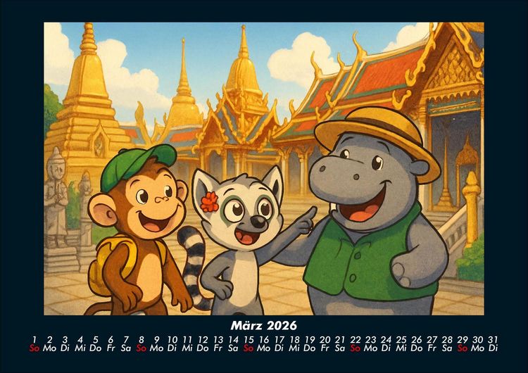 Produktbild: Milo, Lulu & Sash in Bangkok 2026 Fotokalender DIN A4