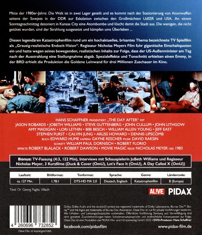 Produktbild: The Day After - Der Tag danach - COLLECTOR'S EDITION / Original TV-Fassung & ungek&uuml;rzte Kinofassung des Kultfilms &uuml;ber einen Atomkrieg (Pidax Film-Klassiker) [2 BRs]