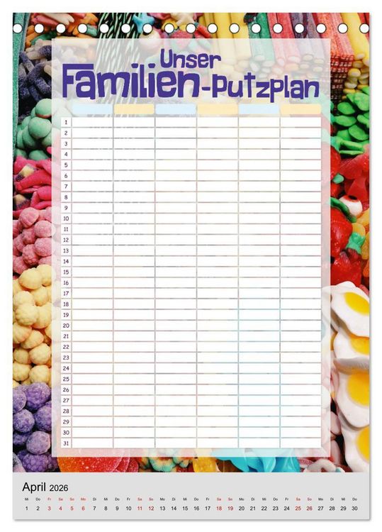 Produktbild: Unser Familien-Putzplan & Kalender 2026 (Tischkalender 2026 DIN A5 hoch), CALVENDO Monatskalender