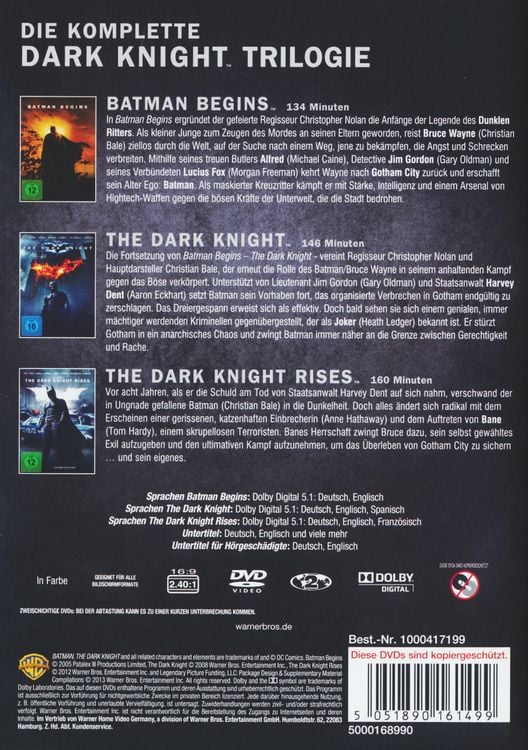 Produktbild: The Dark Knight Trilogy [3 DVDs]