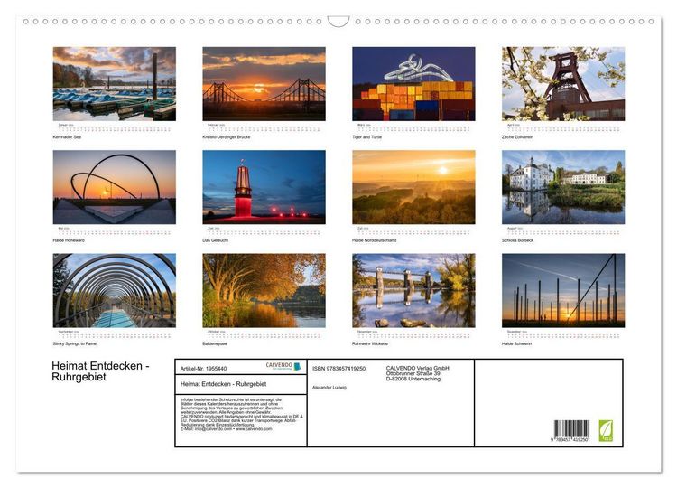 Produktbild: Heimat Entdecken - Ruhrgebiet (Wandkalender 2026 DIN A2 quer), CALVENDO Monatskalender