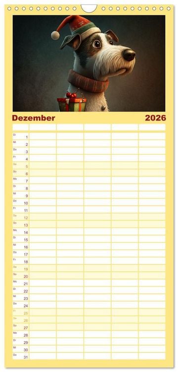Produktbild: Familienplaner 2026 - Comic Hunde mit 5 Spalten (Wandkalender, 21 x 45 cm) CALVENDO