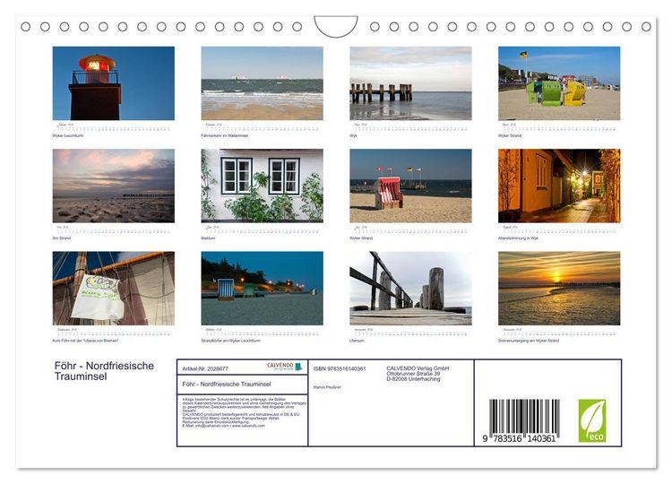 Produktbild: F&ouml;hr - Nordfriesische Trauminsel (Wandkalender 2026 DIN A4 quer), CALVENDO Monatskalender