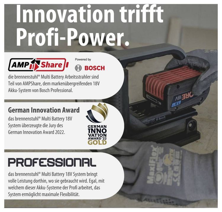 Produktbild: Brennenstuhl Multi Battery HL 3000 Akku-Baustrahler 20W 2160lm Tageslichtwei&szlig; 1173730000