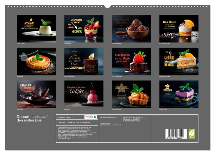Produktbild: Dessert - Liebe auf den ersten Biss (hochwertiger Premium Wandkalender 2026 DIN A2 quer), Kunstdruck in Hochglanz