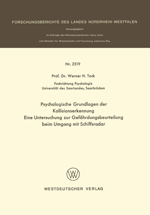 Produktbild: Psychologische Grundlagen der Kollisionserkennung